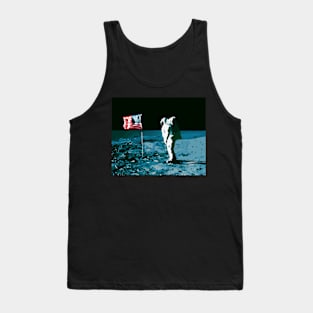 Astronaut Space Moon Landing American Flag Tank Top